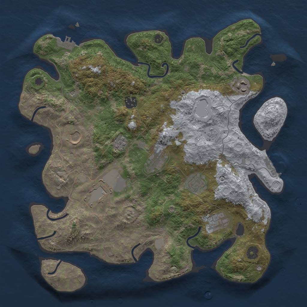 Rust Map: Procedural Map, Size: 3600, Seed: 100696245, 17 Monuments