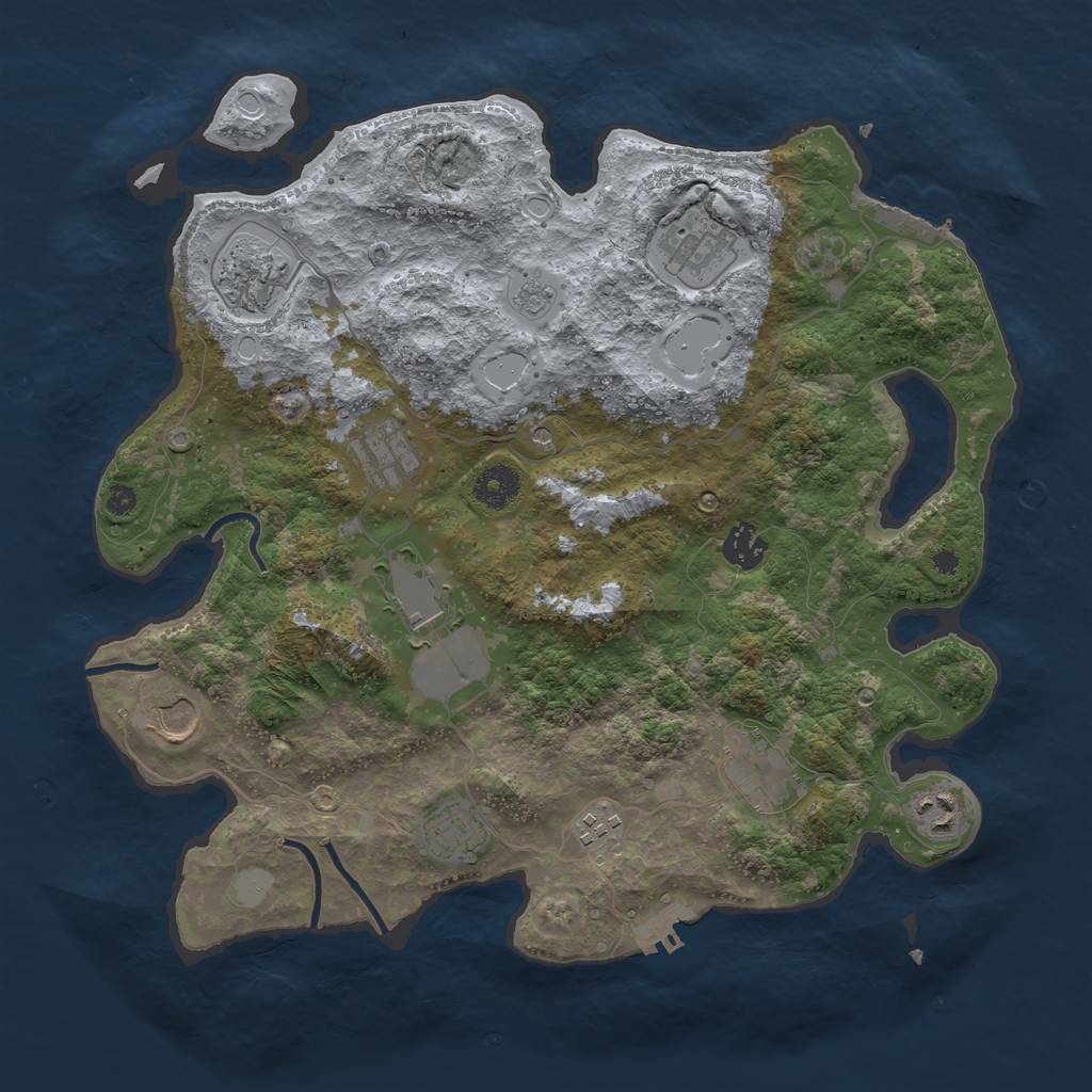 Rust Map: Procedural Map, Size: 3700, Seed: 816551, 19 Monuments