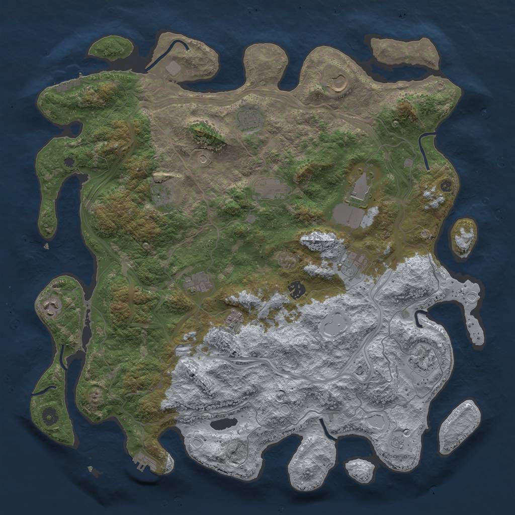 Rust Map: Procedural Map, Size: 4500, Seed: 1502187841, 20 Monuments