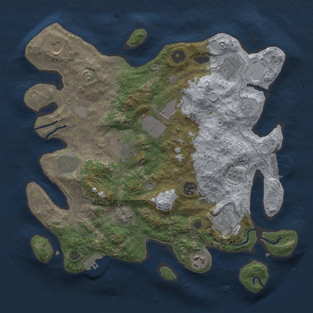 Rust Map: Procedural Map, Size: 3500, Seed: 219623164, 18 Monuments