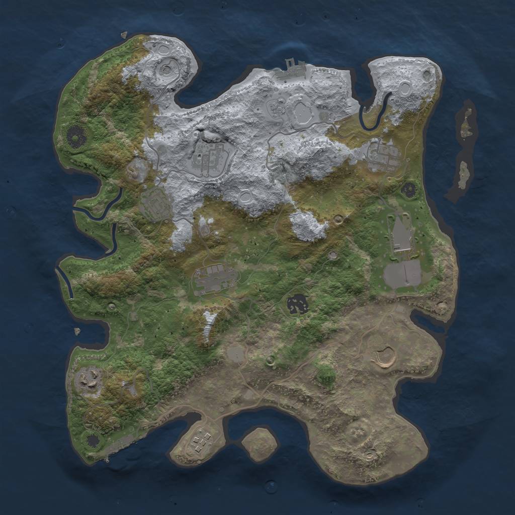 Rust Map: Procedural Map, Size: 3600, Seed: 72264416, 18 Monuments