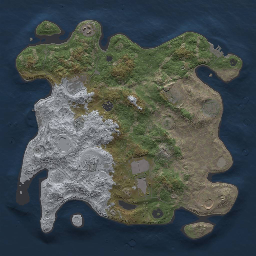 Rust Map: Procedural Map, Size: 3700, Seed: 473846, 18 Monuments