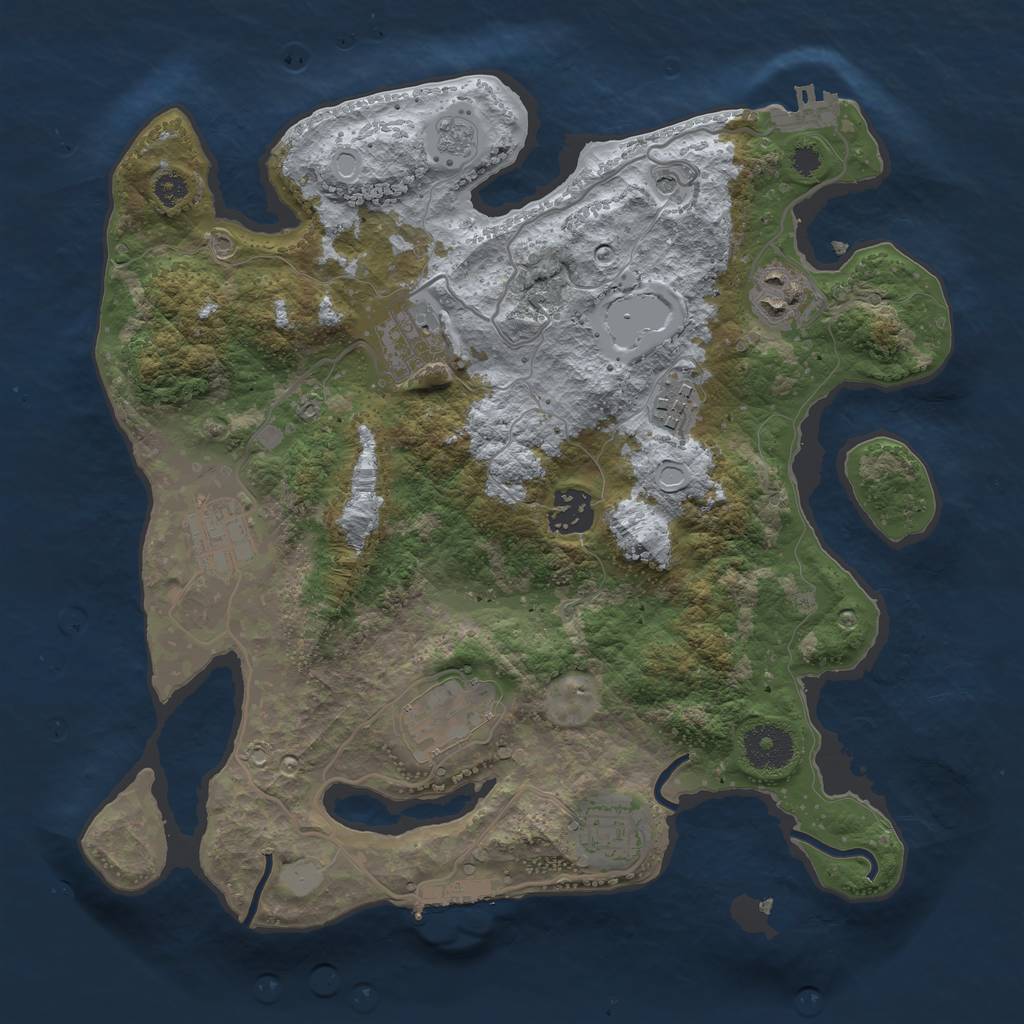 Rust Map: Procedural Map, Size: 3250, Seed: 1891446646, 16 Monuments