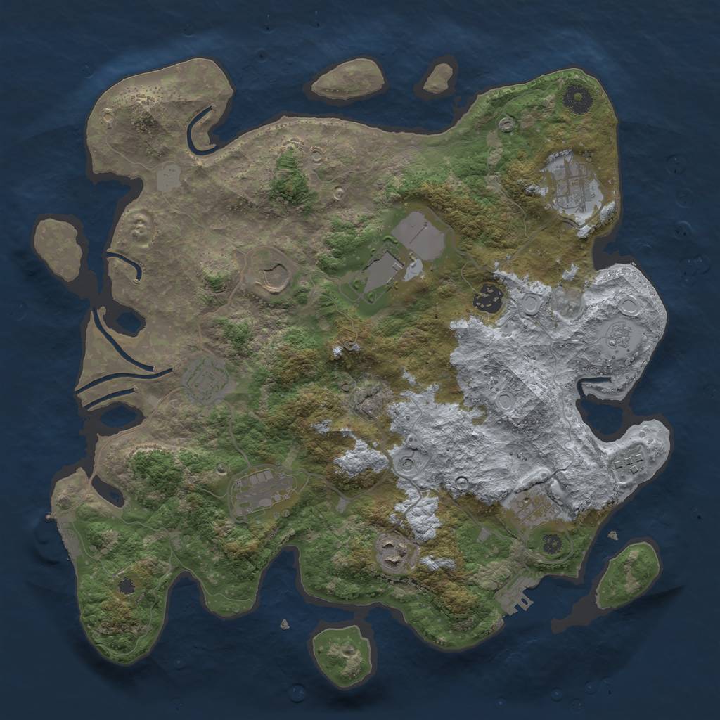 Rust Map: Procedural Map, Size: 3700, Seed: 908695, 18 Monuments