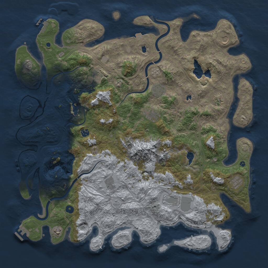 Rust Map: Procedural Map, Size: 5000, Seed: 1293168060, 17 Monuments