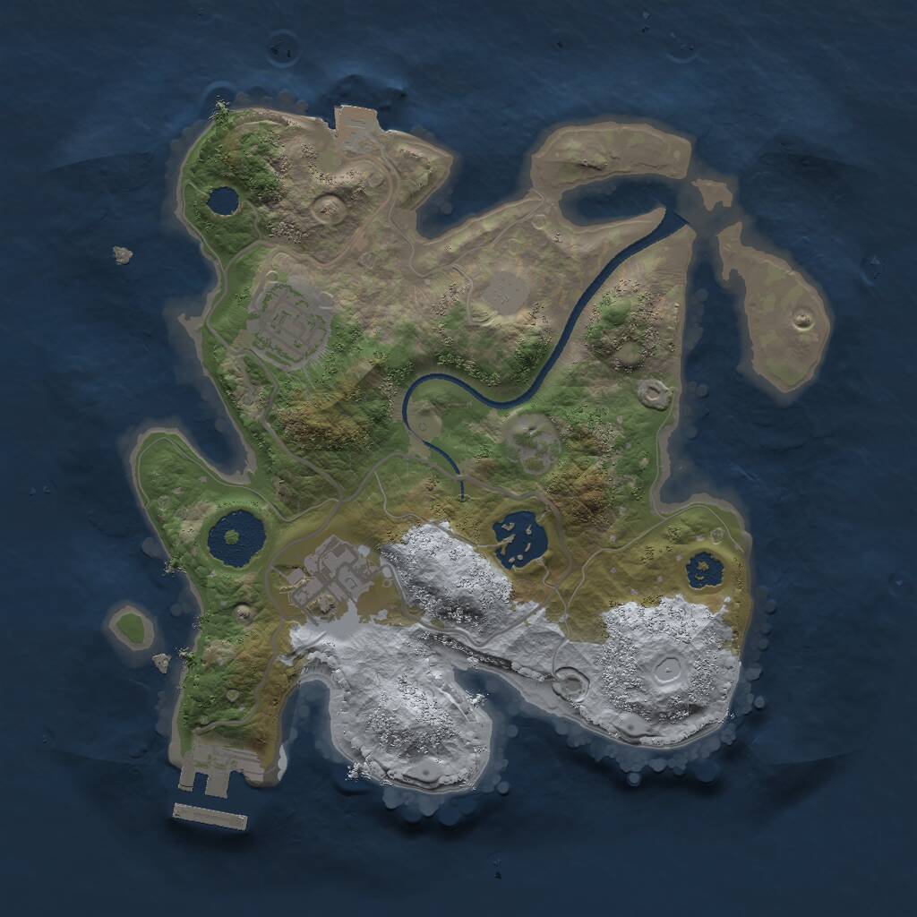 Rust Map: Procedural Map, Size: 2500, Seed: 51969, 5 Monuments