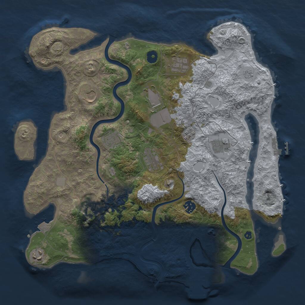 Rust Map: Procedural Map, Size: 3850, Seed: 181840, 16 Monuments