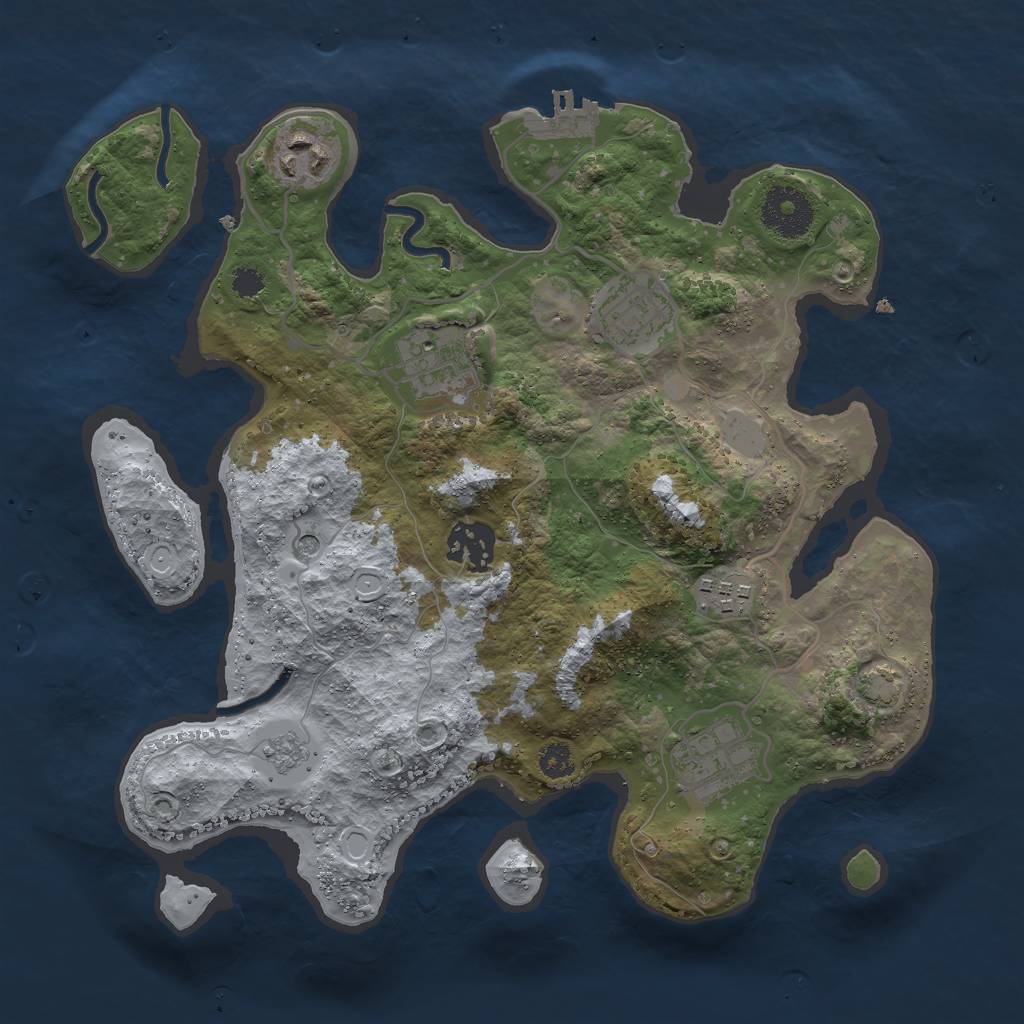 Rust Map: Procedural Map, Size: 3000, Seed: 45678376, 13 Monuments
