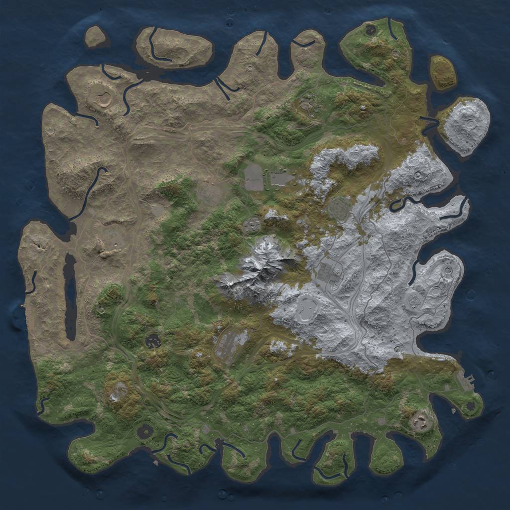 Rust Map: Procedural Map, Size: 5000, Seed: 1276458306, 20 Monuments