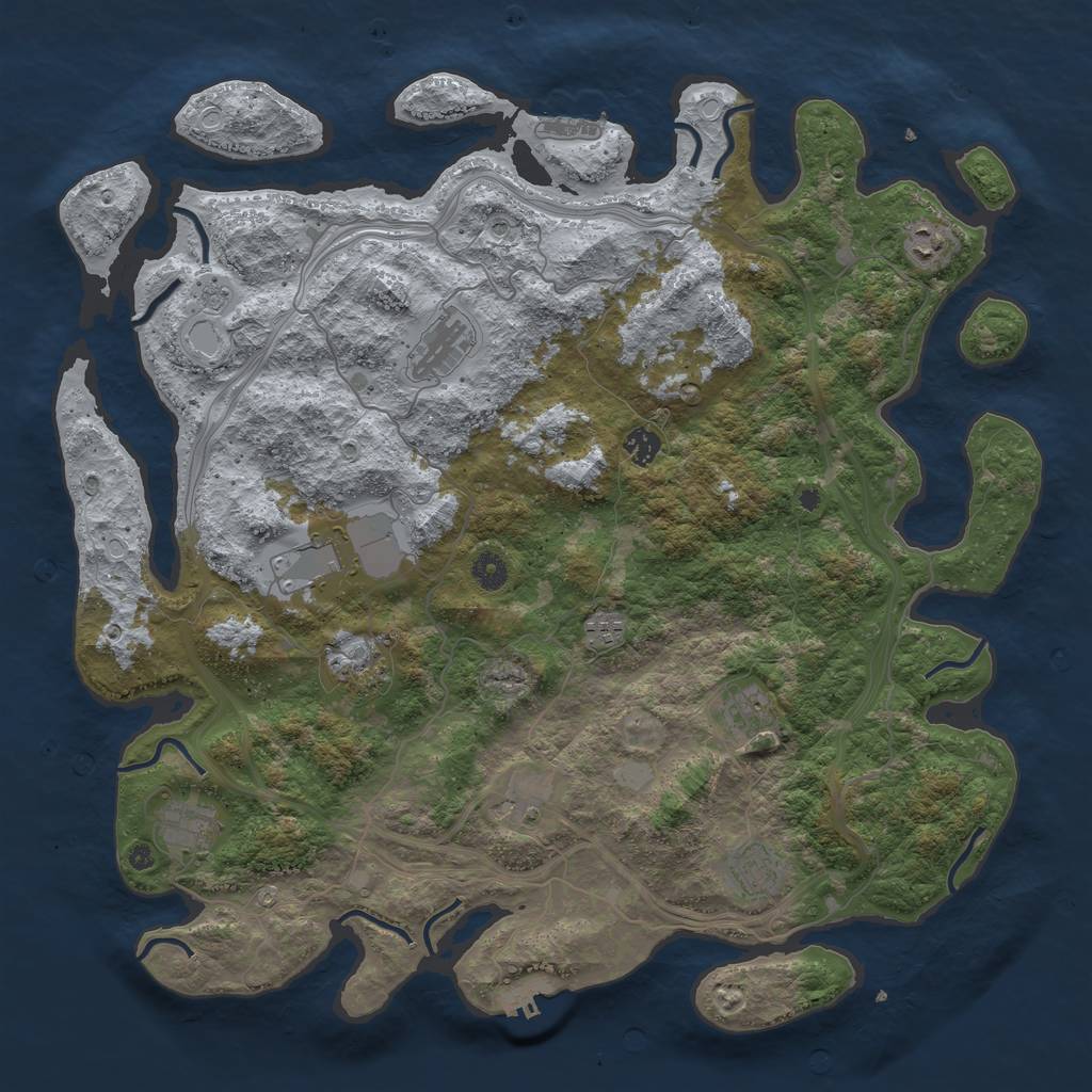 Rust Map: Procedural Map, Size: 4500, Seed: 8018, 19 Monuments