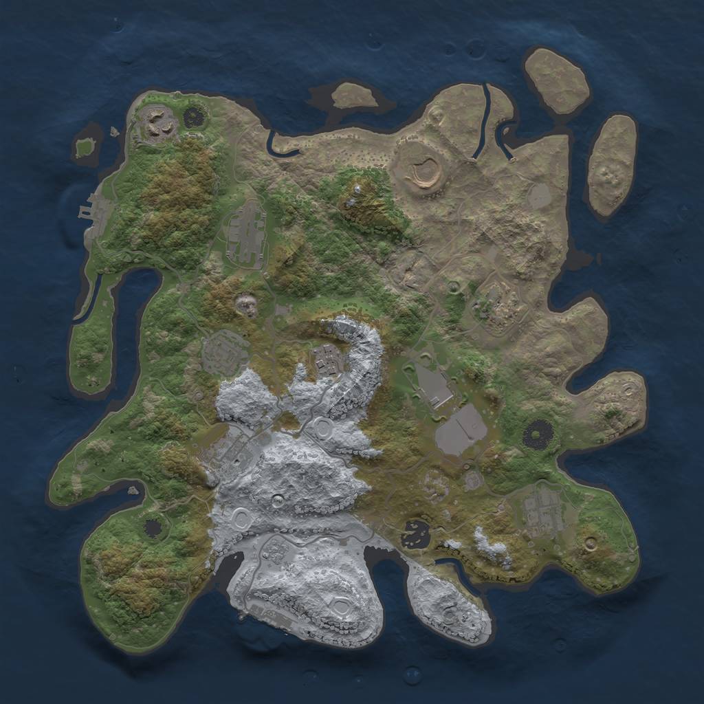 Rust Map: Procedural Map, Size: 3500, Seed: 51786327, 18 Monuments