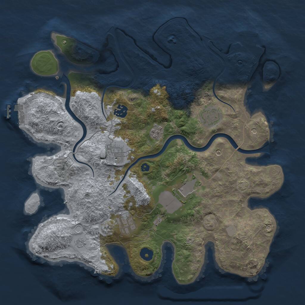 Rust Map: Procedural Map, Size: 3500, Seed: 701620, 12 Monuments