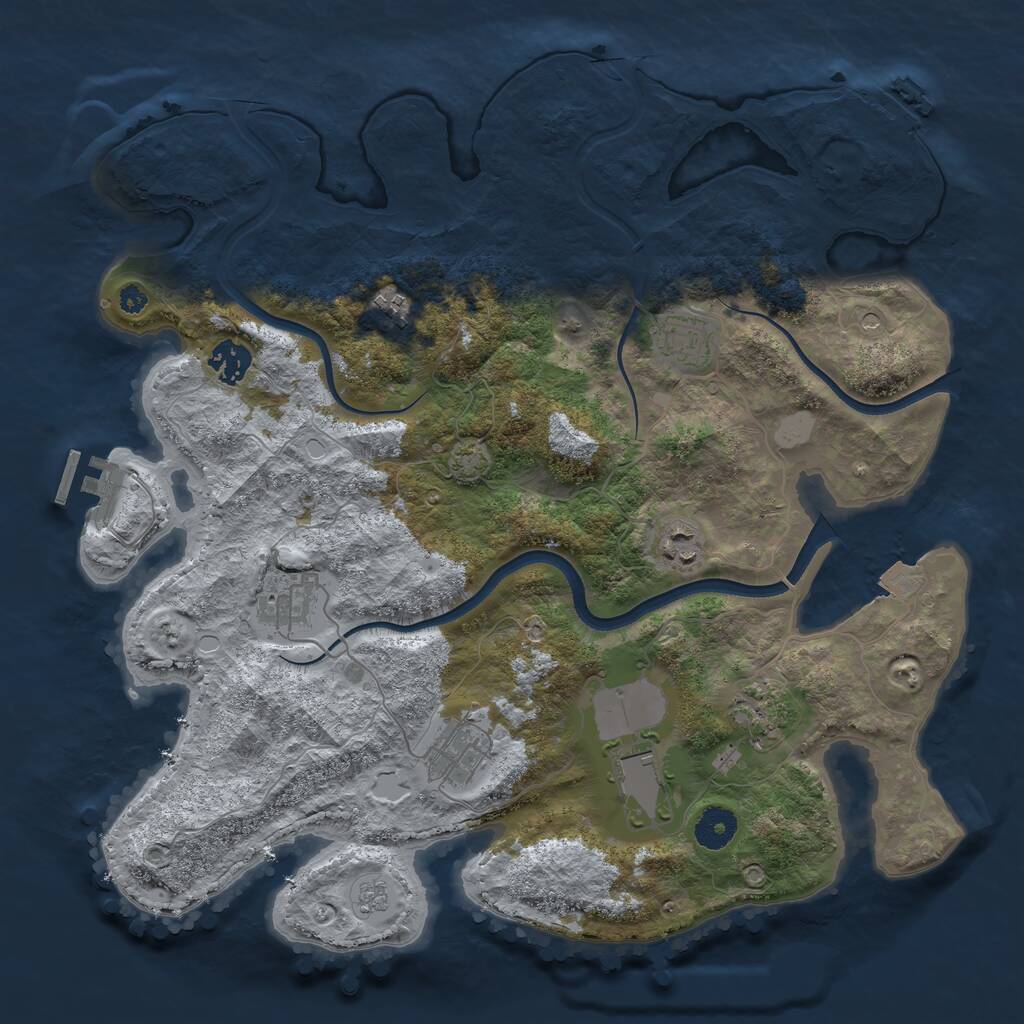 Rust Map: Procedural Map, Size: 3700, Seed: 1826244702, 14 Monuments