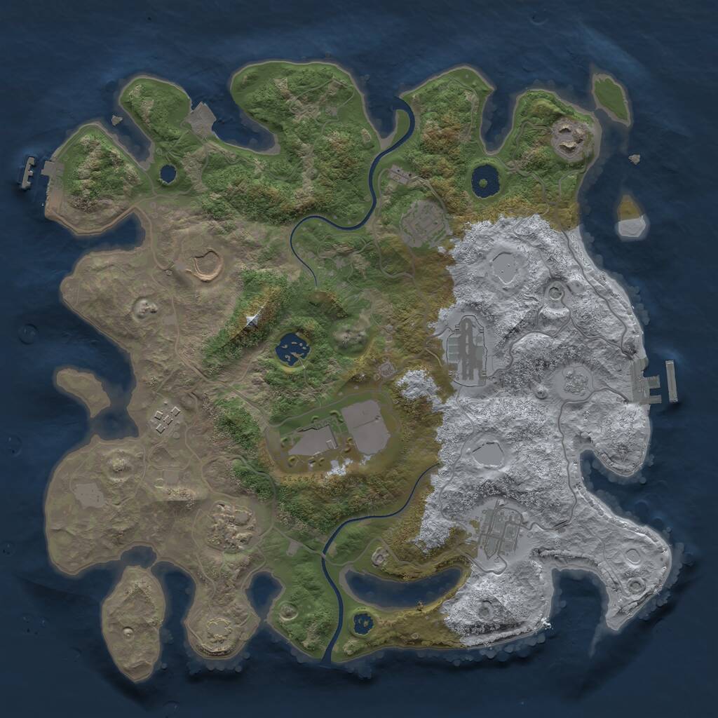 Rust Map: Procedural Map, Size: 3500, Seed: 1174066838, 15 Monuments