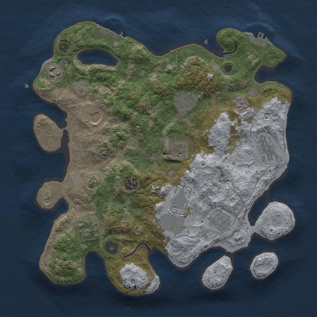 Rust Map: Procedural Map, Size: 3500, Seed: 34977472, 16 Monuments