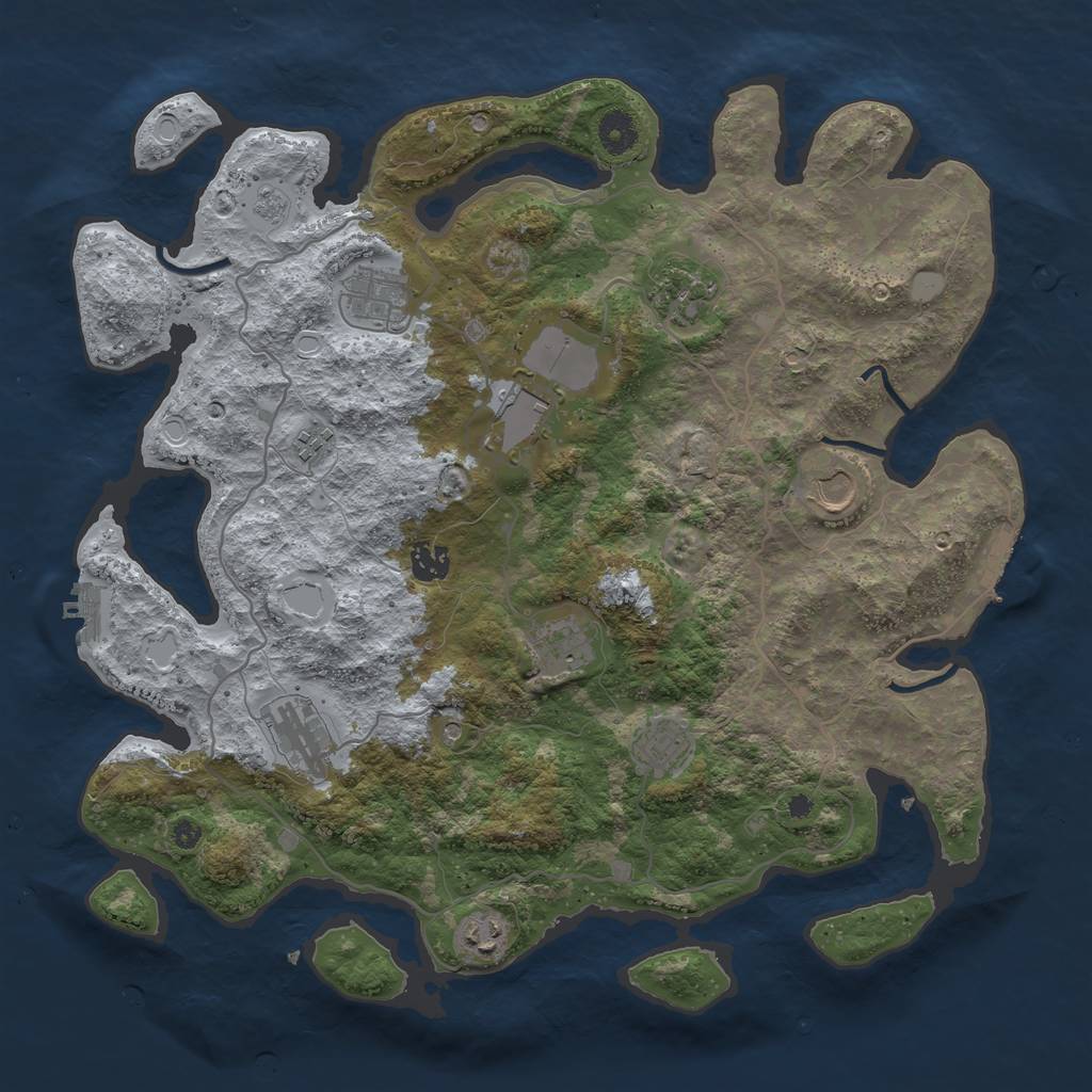Rust Map: Procedural Map, Size: 4000, Seed: 10615, 17 Monuments