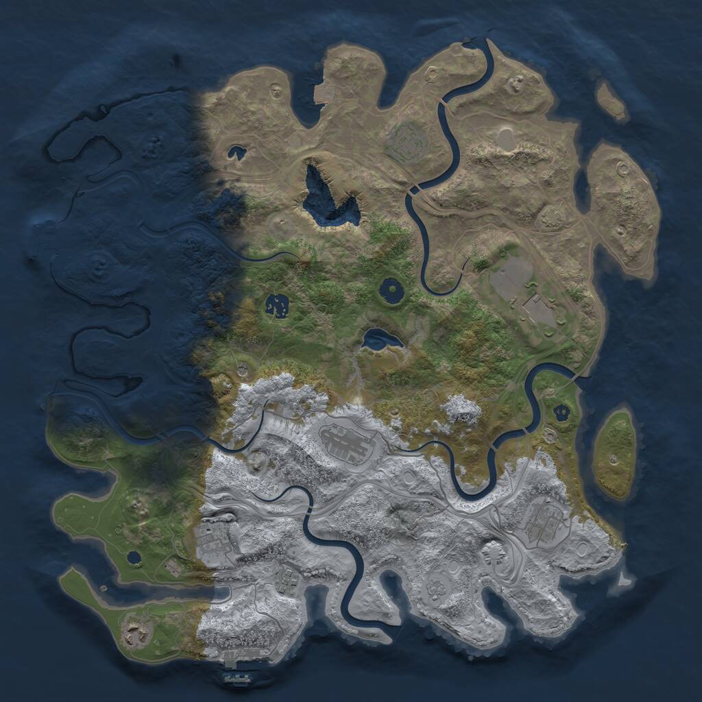 Rust Map: Procedural Map, Size: 4250, Seed: 1827060537, 14 Monuments