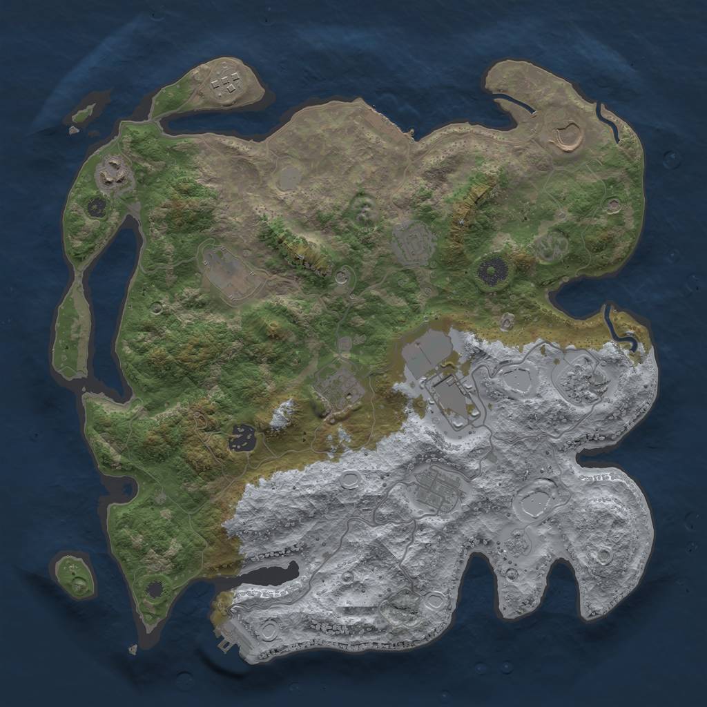 Rust Map: Procedural Map, Size: 3700, Seed: 25673, 19 Monuments