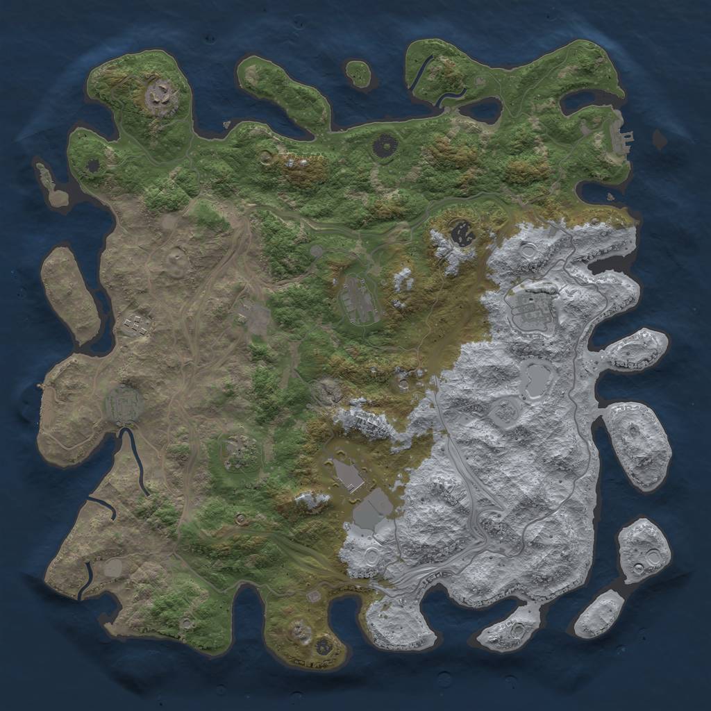Rust Map: Procedural Map, Size: 4500, Seed: 13868, 18 Monuments