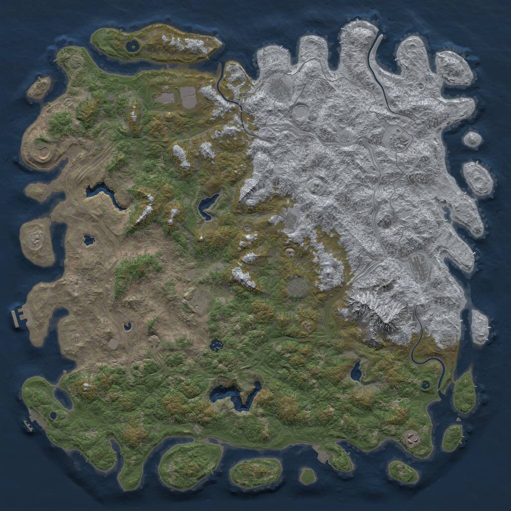 Rust Map: Procedural Map, Size: 6000, Seed: 600888196, 17 Monuments