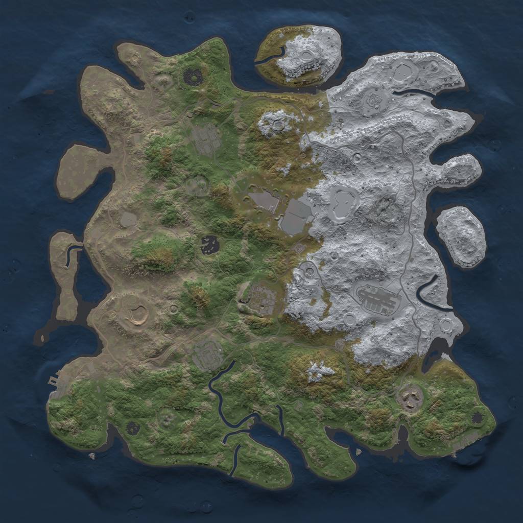 Rust Map: Procedural Map, Size: 4000, Seed: 21872347, 17 Monuments