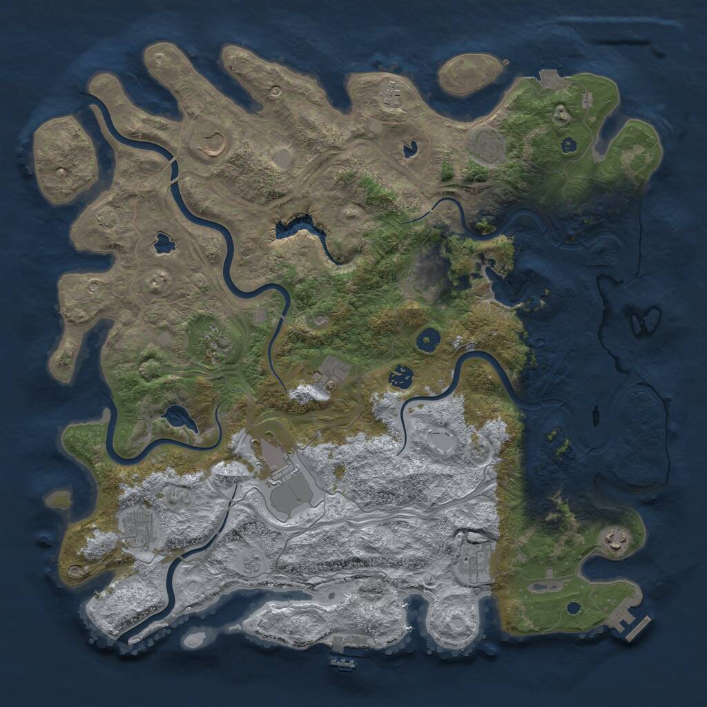 Rust Map: Procedural Map, Size: 4500, Seed: 166907470, 17 Monuments