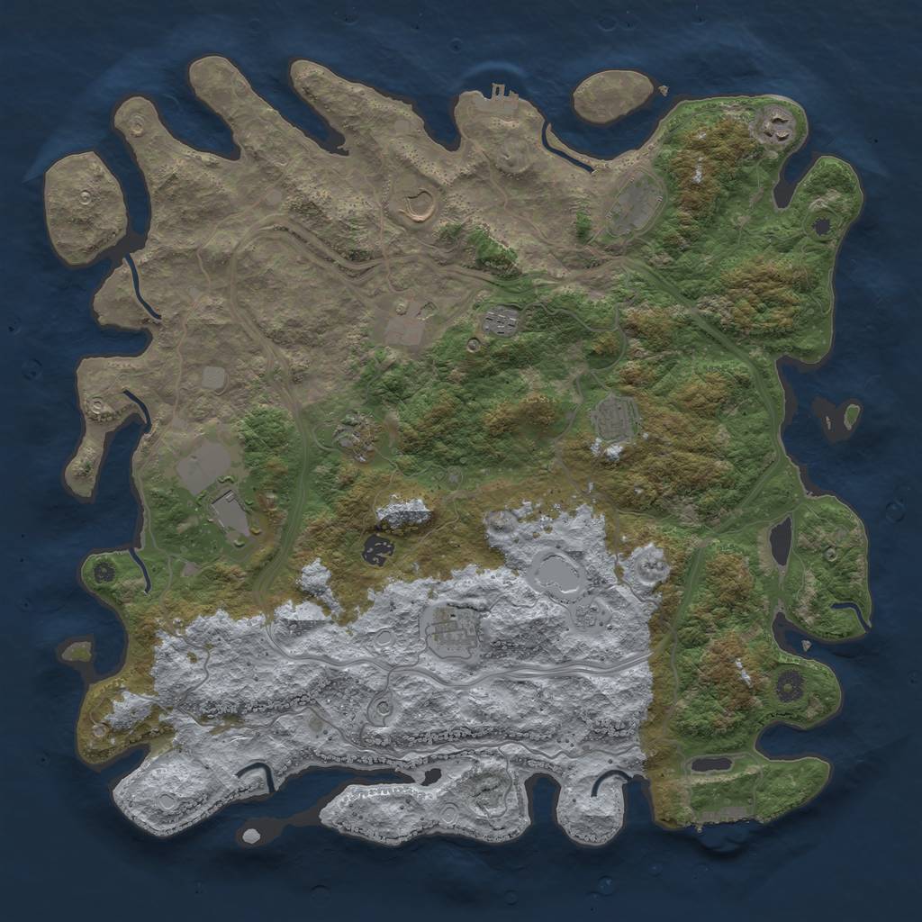 Rust Map: Procedural Map, Size: 4500, Seed: 166907470, 19 Monuments