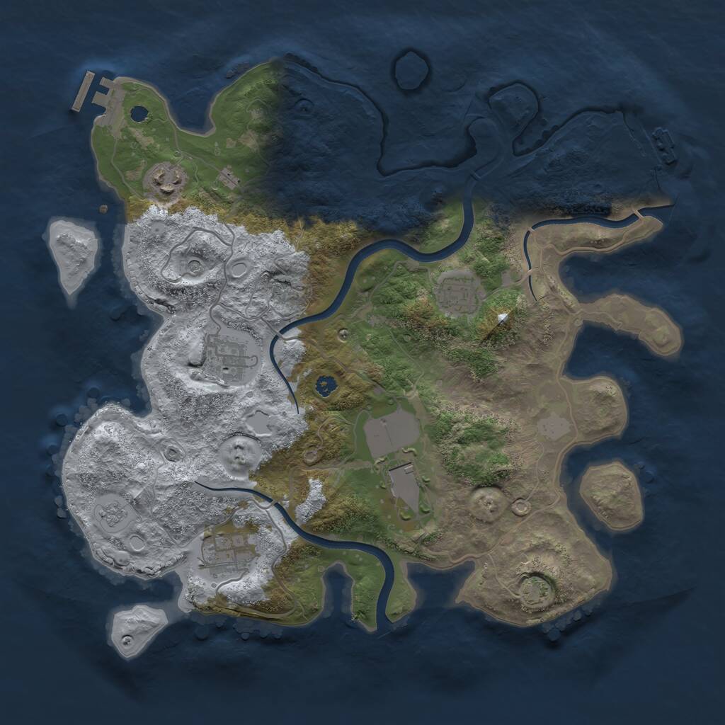 Rust Map: Procedural Map, Size: 3500, Seed: 20230114, 11 Monuments