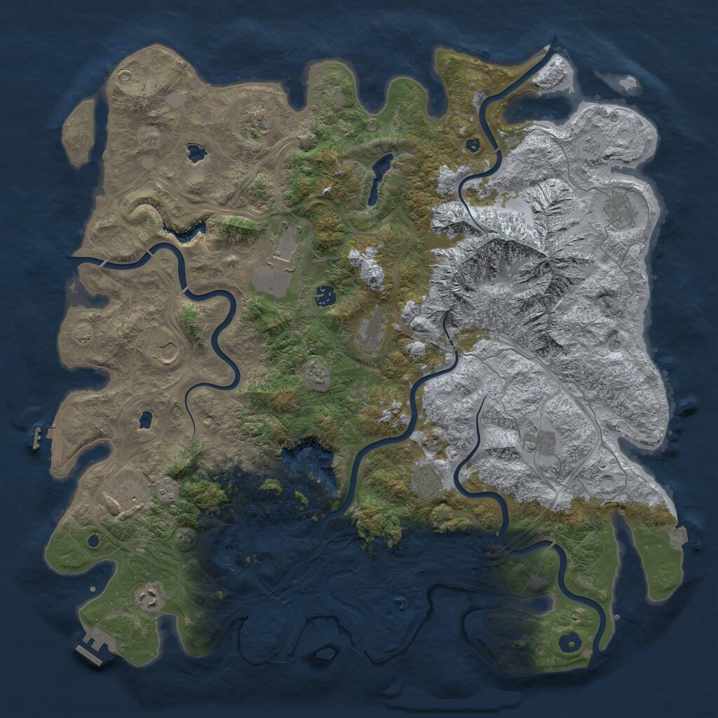 Rust Map: Procedural Map, Size: 5000, Seed: 1049546514, 17 Monuments