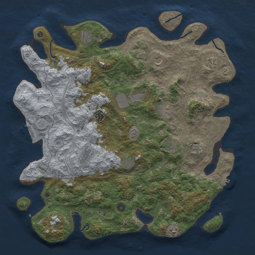 Rust Map: Procedural Map, Size: 4500, Seed: 1280435067, 20 Monuments