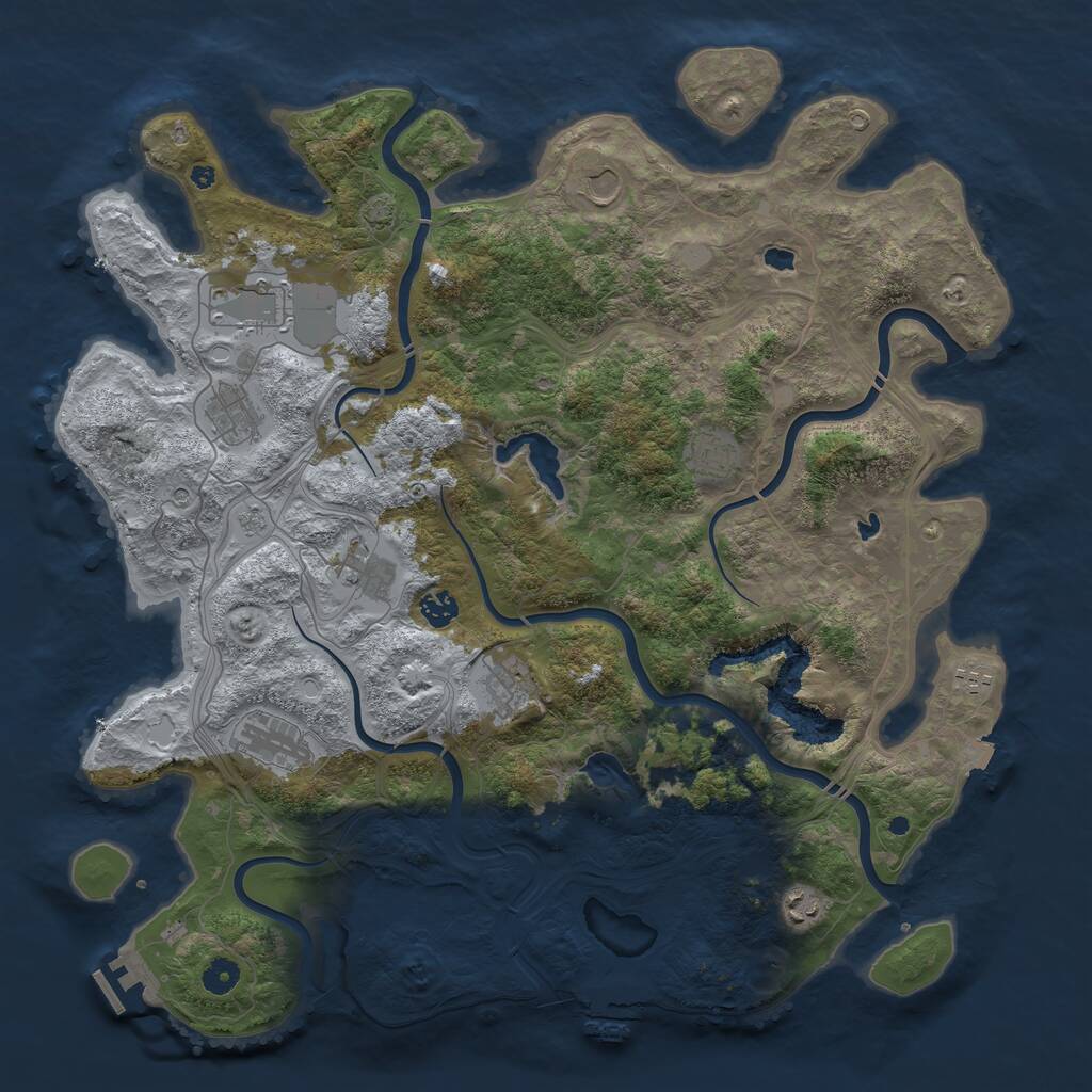 Rust Map: Procedural Map, Size: 4500, Seed: 1280435067, 16 Monuments