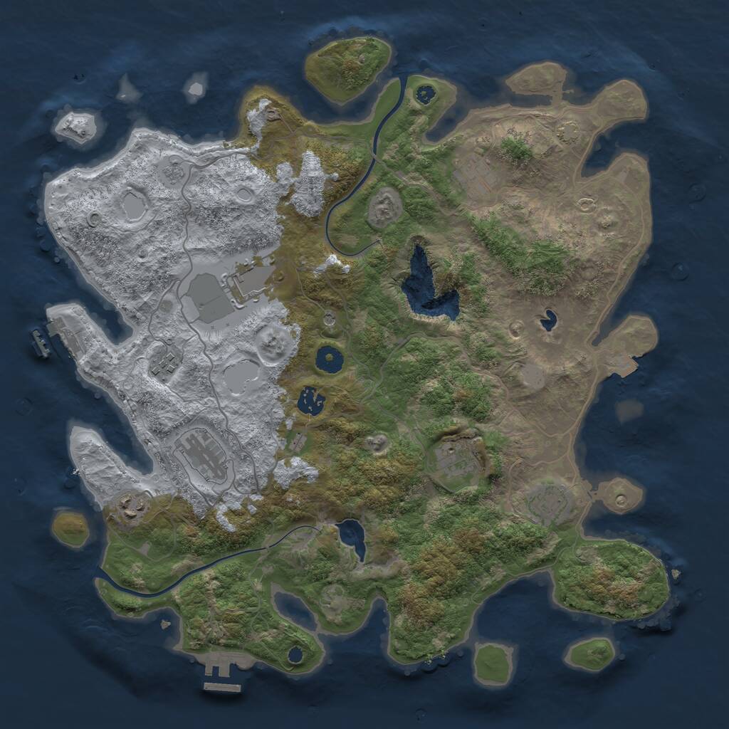 Rust Map: Procedural Map, Size: 4000, Seed: 3473, 14 Monuments
