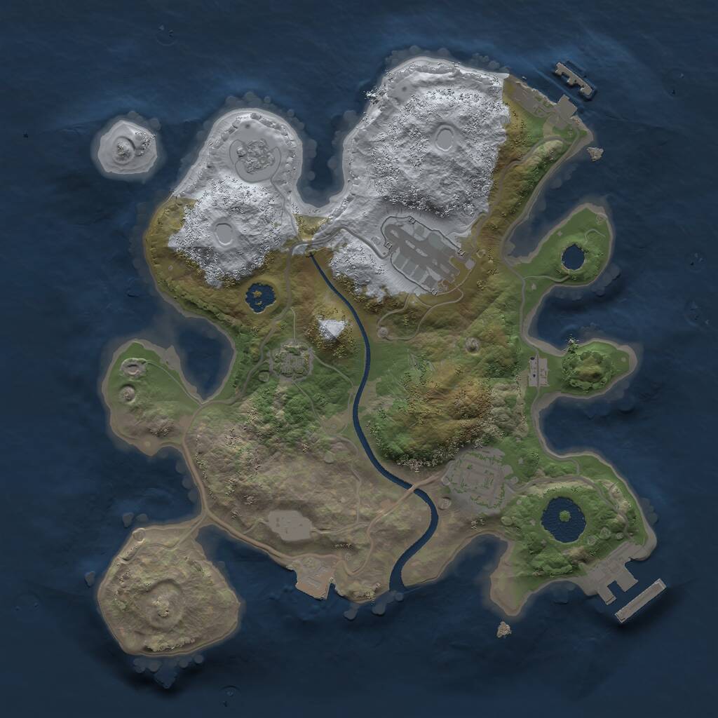 Rust Map: Procedural Map, Size: 2500, Seed: 157236130, 7 Monuments