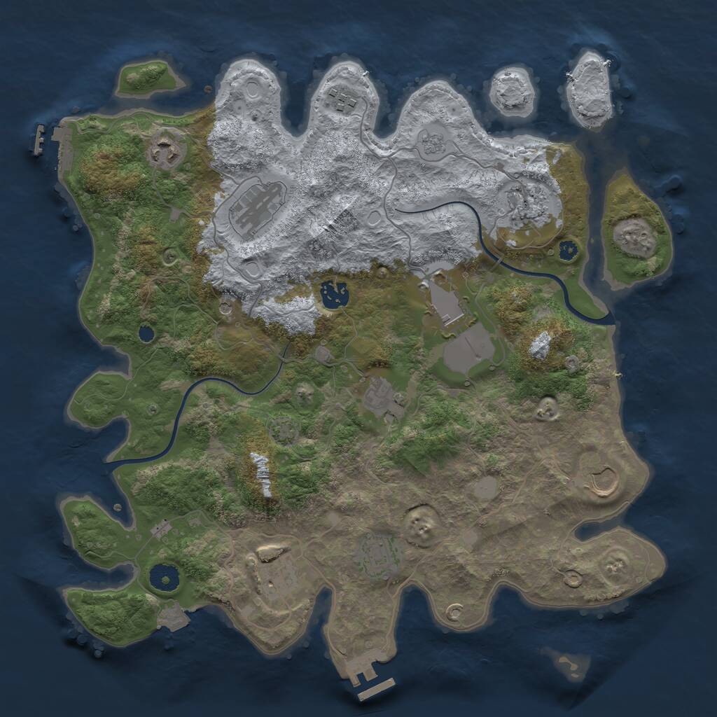 Rust Map: Procedural Map, Size: 3700, Seed: 618795, 16 Monuments