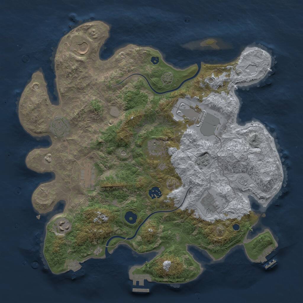 Rust Map: Procedural Map, Size: 3700, Seed: 993227, 15 Monuments