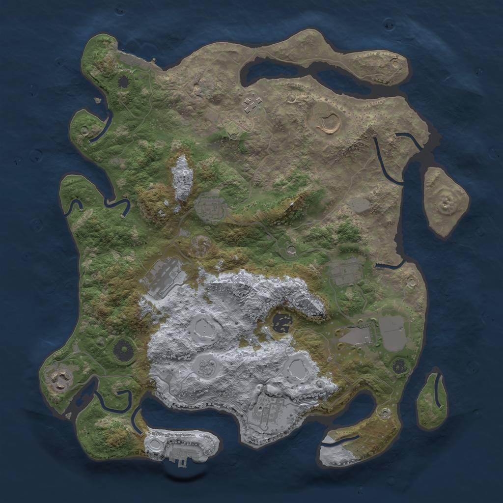 Rust Map: Procedural Map, Size: 3700, Seed: 508644, 18 Monuments