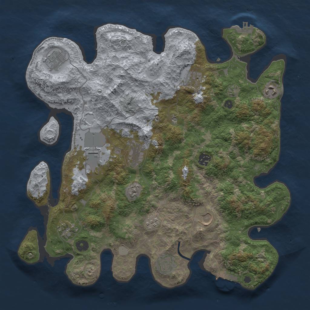 Rust Map: Procedural Map, Size: 3800, Seed: 57900580, 19 Monuments