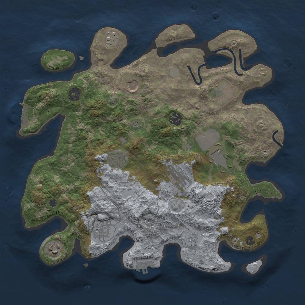 Rust Map: Procedural Map, Size: 3500, Seed: 23162697, 18 Monuments