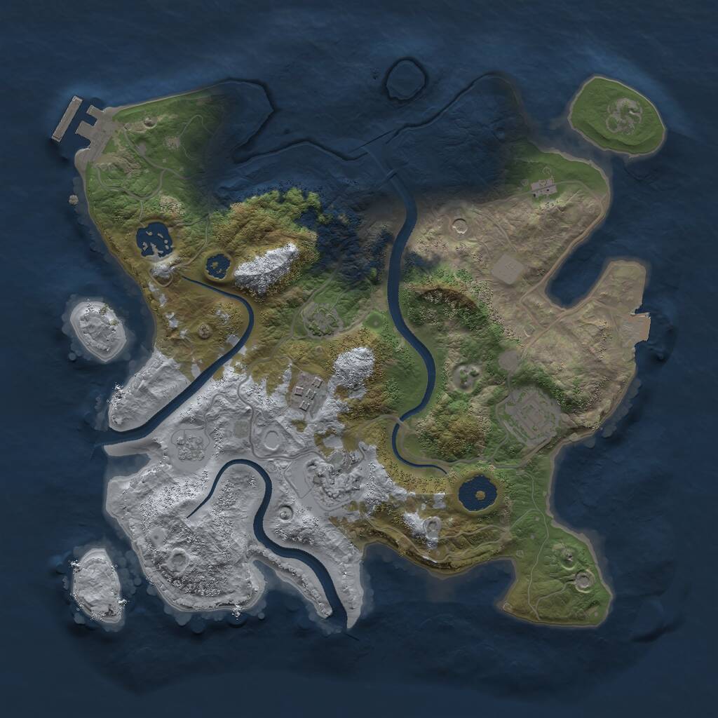 Rust Map: Procedural Map, Size: 3000, Seed: 24842, 9 Monuments