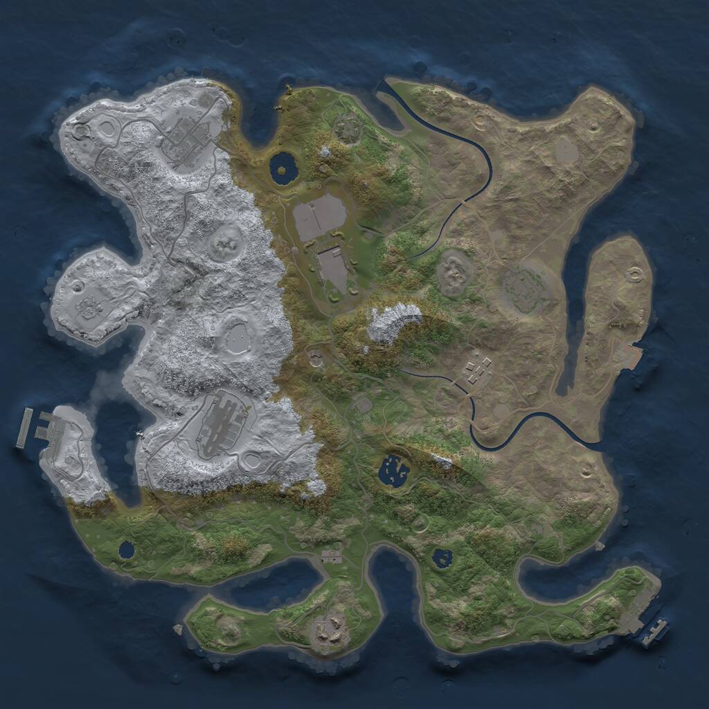 Rust Map: Procedural Map, Size: 3500, Seed: 96783370, 13 Monuments