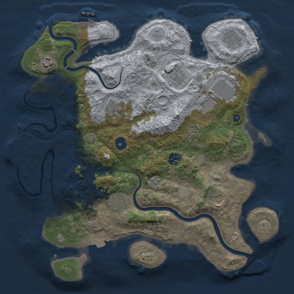 Rust Map: Procedural Map, Size: 3700, Seed: 761642, 16 Monuments
