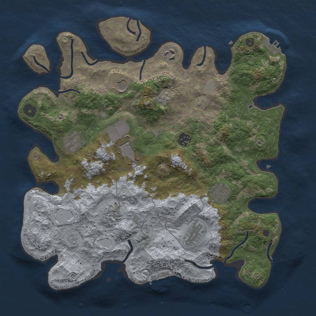 Rust Map: Procedural Map, Size: 3700, Seed: 869528, 18 Monuments