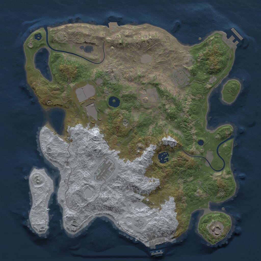 Rust Map: Procedural Map, Size: 3500, Seed: 99243748, 12 Monuments