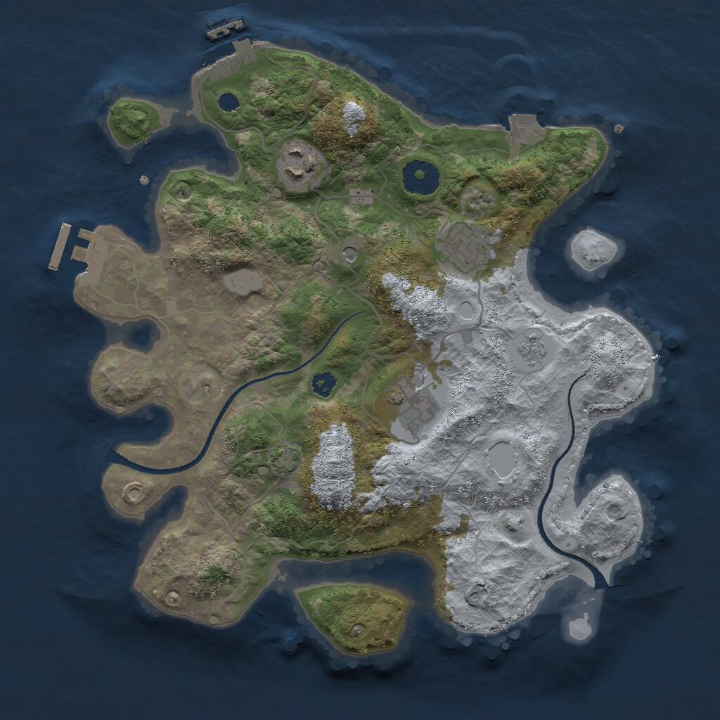 Rust Map: Procedural Map, Size: 3000, Seed: 26685, 9 Monuments