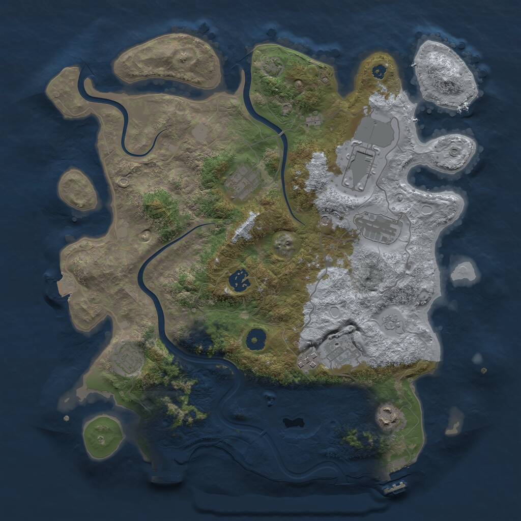 Rust Map: Procedural Map, Size: 3700, Seed: 713059, 14 Monuments
