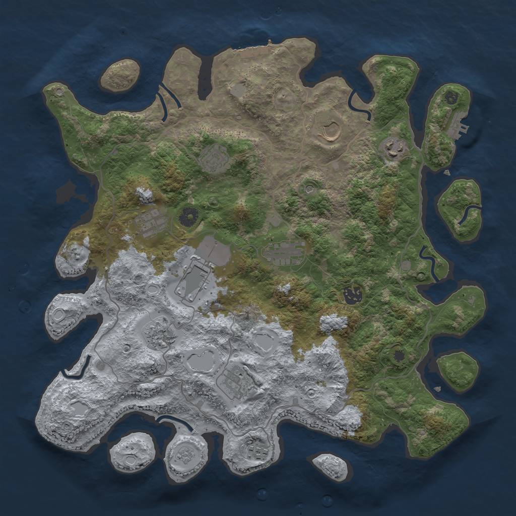 Rust Map: Procedural Map, Size: 4000, Seed: 231353213, 19 Monuments