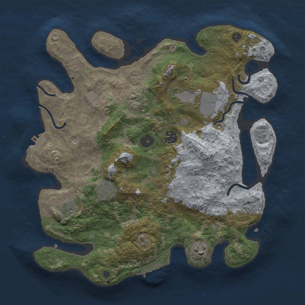 Rust Map: Procedural Map, Size: 3500, Seed: 25320385, 16 Monuments