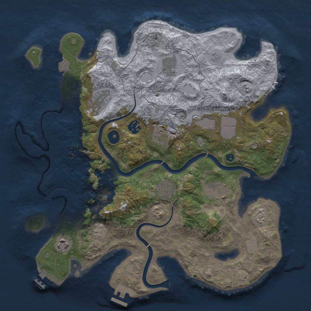 Rust Map: Procedural Map, Size: 3700, Seed: 394003, 15 Monuments