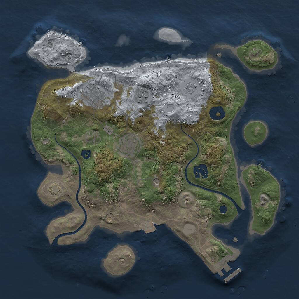 Rust Map: Procedural Map, Size: 3000, Seed: 13639, 9 Monuments
