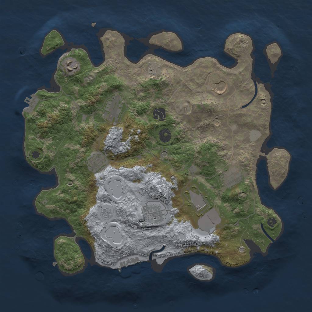 Rust Map: Procedural Map, Size: 3500, Seed: 60189723, 16 Monuments